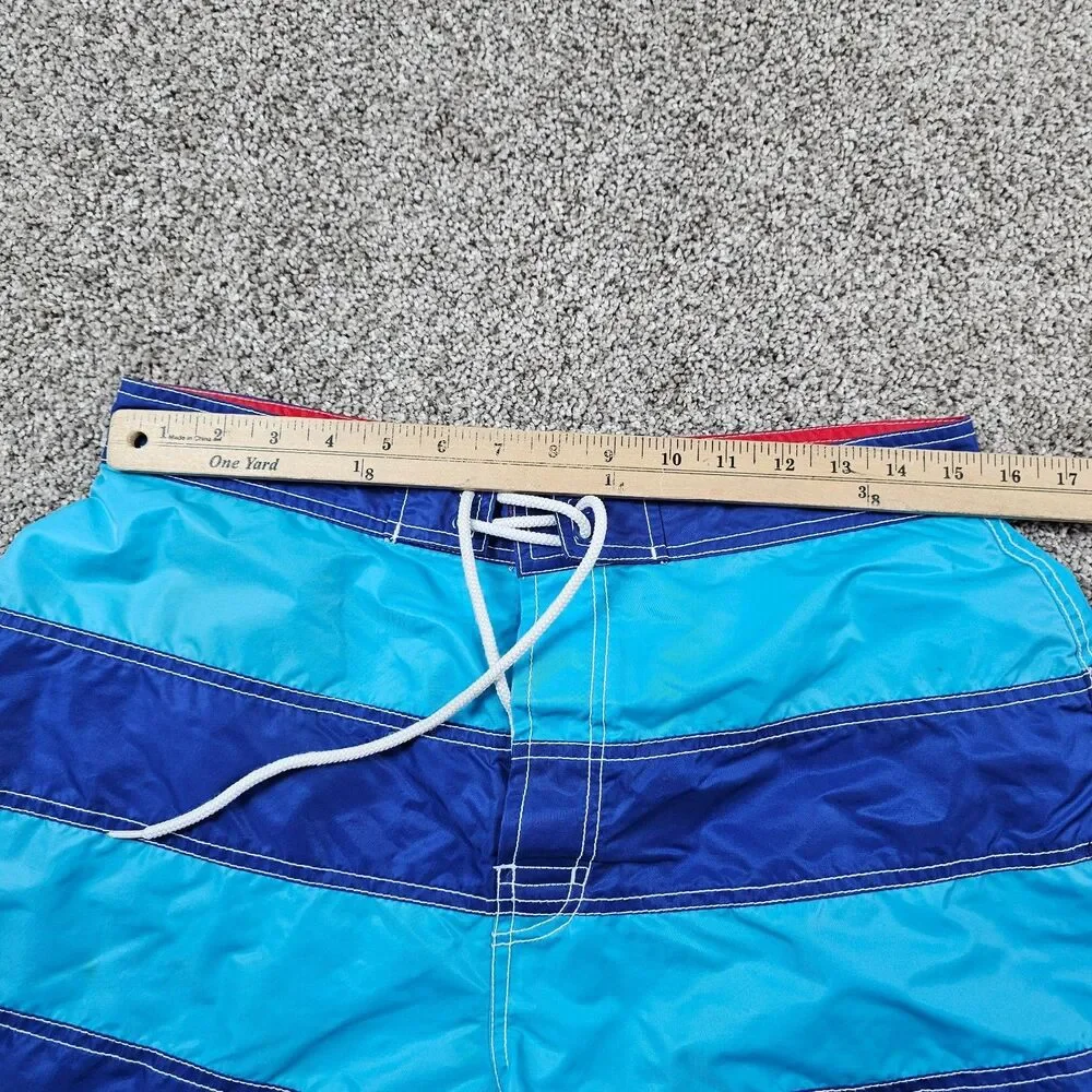 Vintage Tommy Hilfiger Shorts Mens Medium Blue Striped Swim Trunks Lined Beach